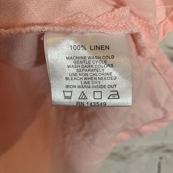 Symple NYC Pink 100% Linen Button Down Blouse Women’s XL Relaxed Fit Lagenlook - Picture 3 of 6